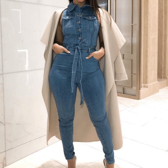 Denim button up Jumpsuit - Picture 1 of 2